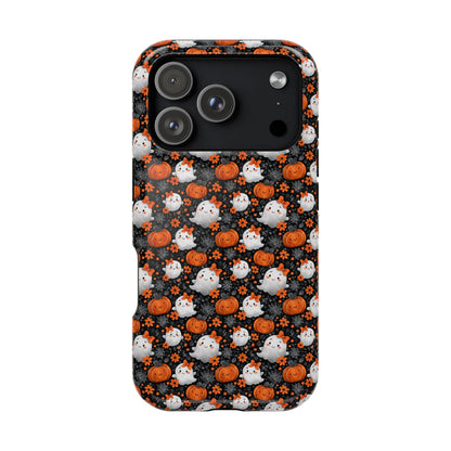 Cute Kawaii Lady Ghosts & Pumpkins MagSafe® iPhone Tough Case