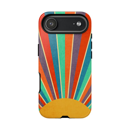 Retro Rainbow Sunburst Tough iPhone Case