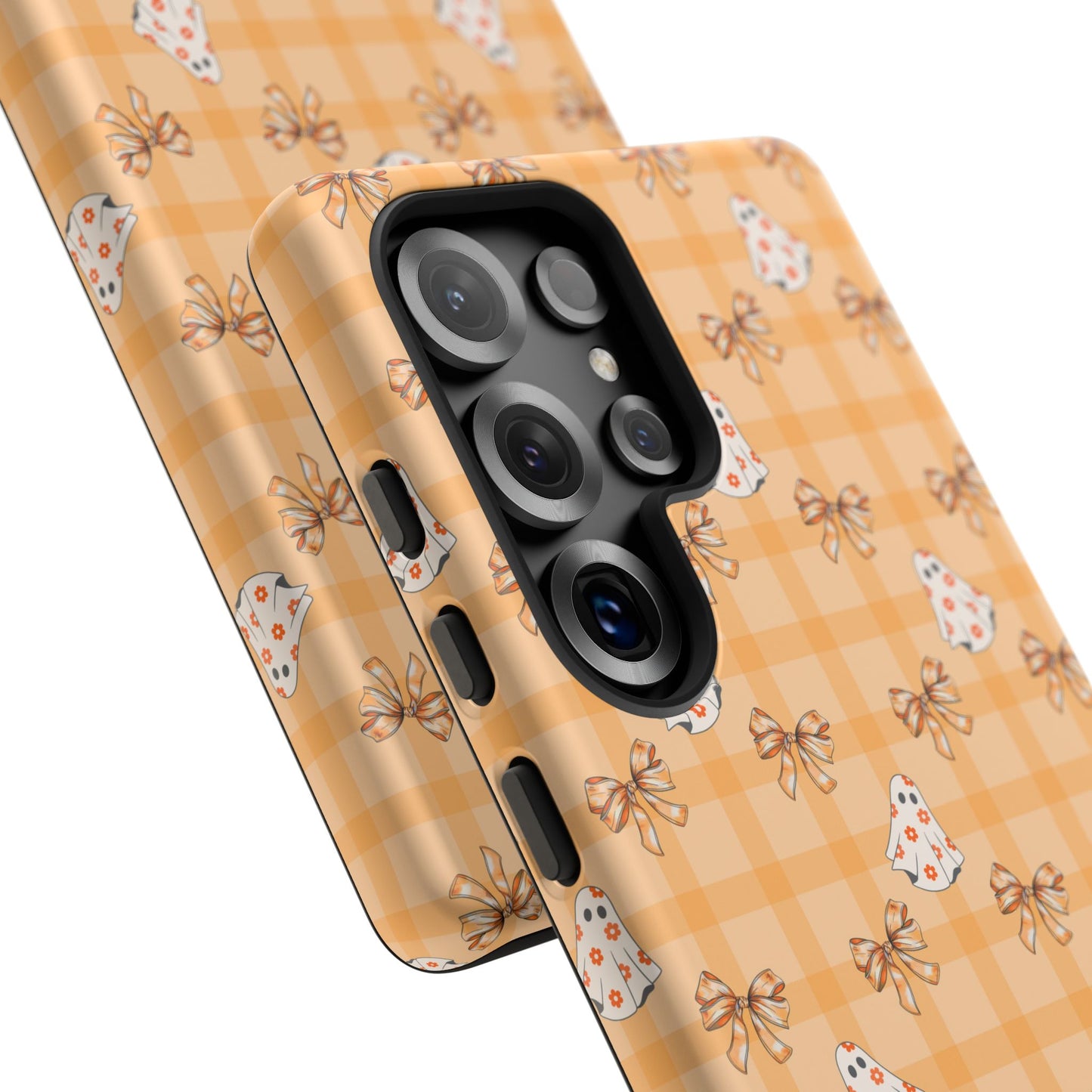 Orange Gingham Ghosts & Bows Samsung Galaxy Tough Case