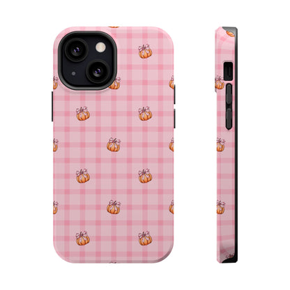 Pink Gingham Pumpkins MagSafe® iPhone Tough Case