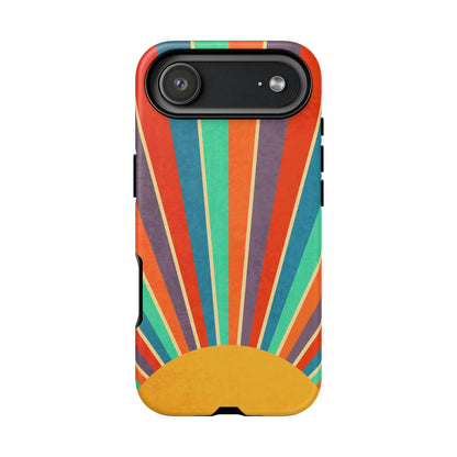 Retro Rainbow Sunburst Tough iPhone Case