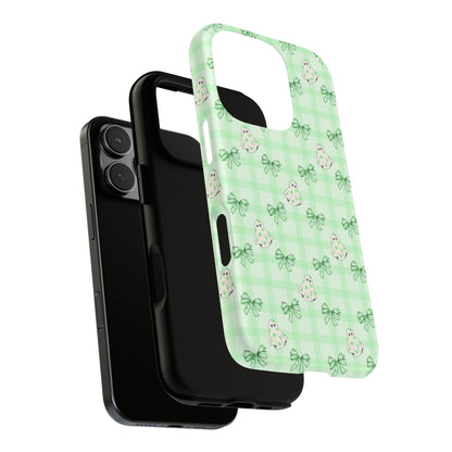Green Gingham Ghosts & Bows iPhone Tough Case