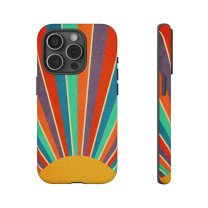 Retro Rainbow Sunburst Tough iPhone Case