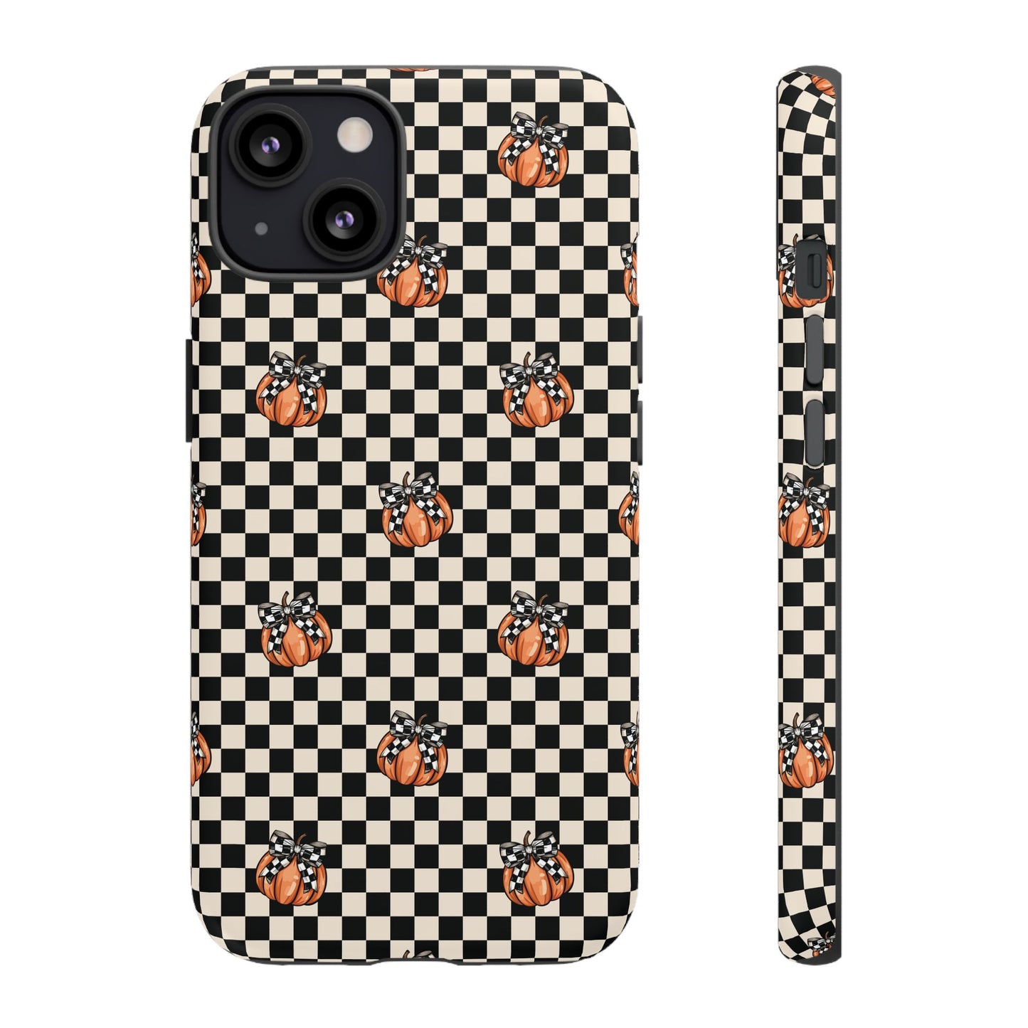 Checkered Cute Pumpkins & Bows iPhone Tough Case