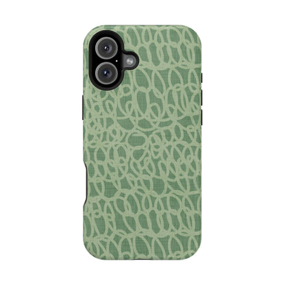 Sage Green Scribble Loops MagSafe® iPhone Tough Case