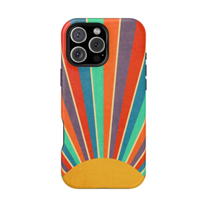 Retro Rainbow Sunburst MagSafe® Tough iPhone Case