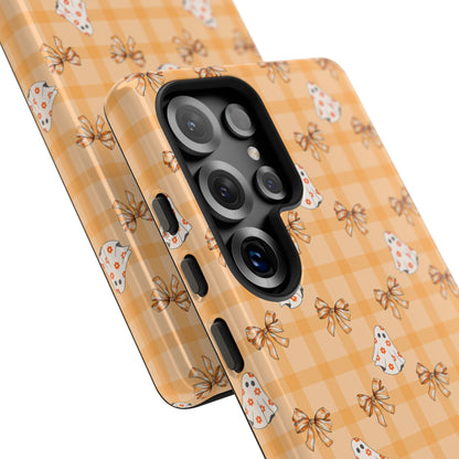 Orange Gingham Ghosts & Bows Samsung Galaxy Tough Case