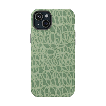Sage Green Scribble Loops MagSafe® iPhone Tough Case
