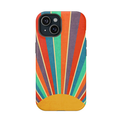 Retro Rainbow Sunburst MagSafe® Tough iPhone Case
