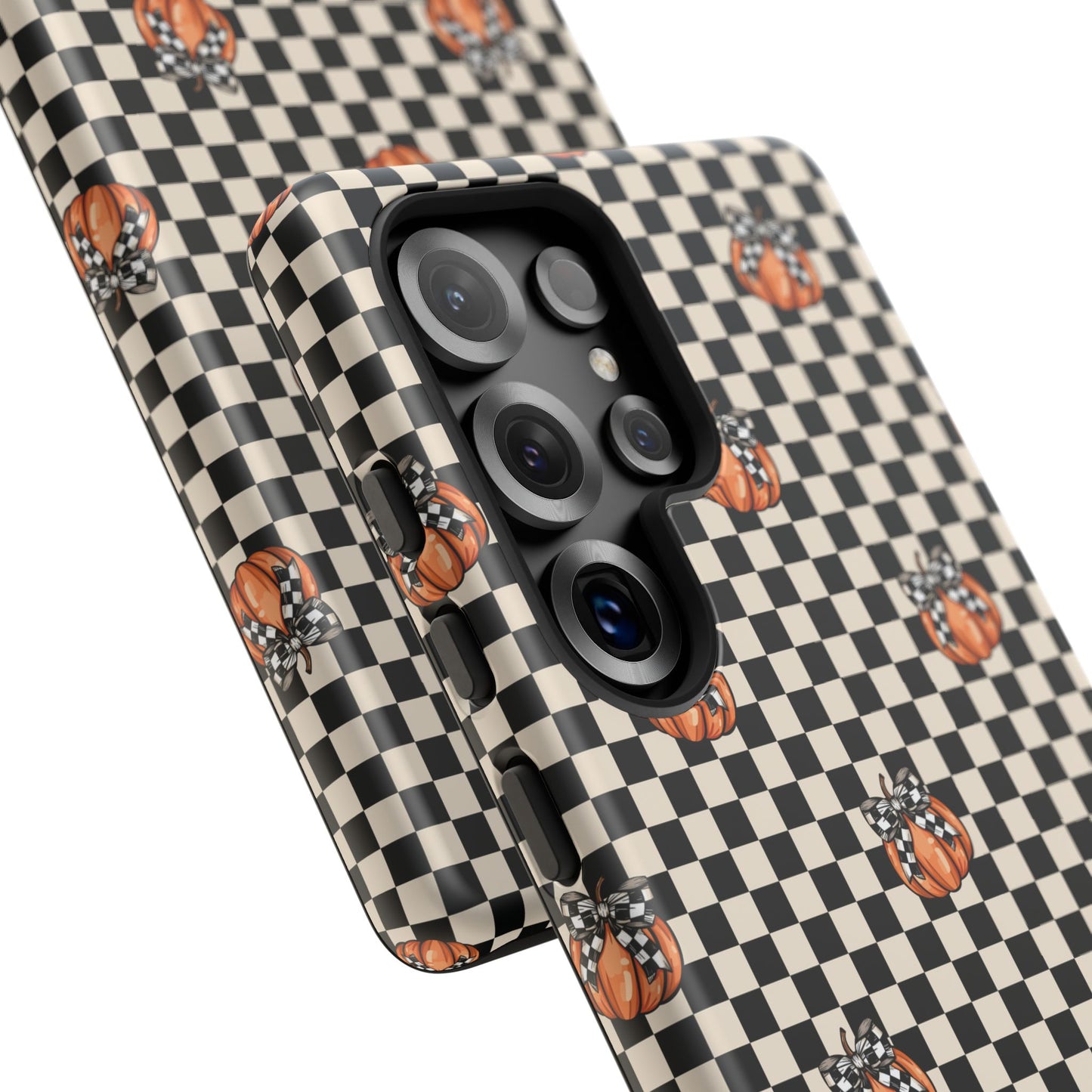 Checkered Cute Pumpkins & Bows Samsung Galaxy Tough Case