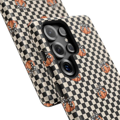 Checkered Cute Pumpkins & Bows Samsung Galaxy Tough Case