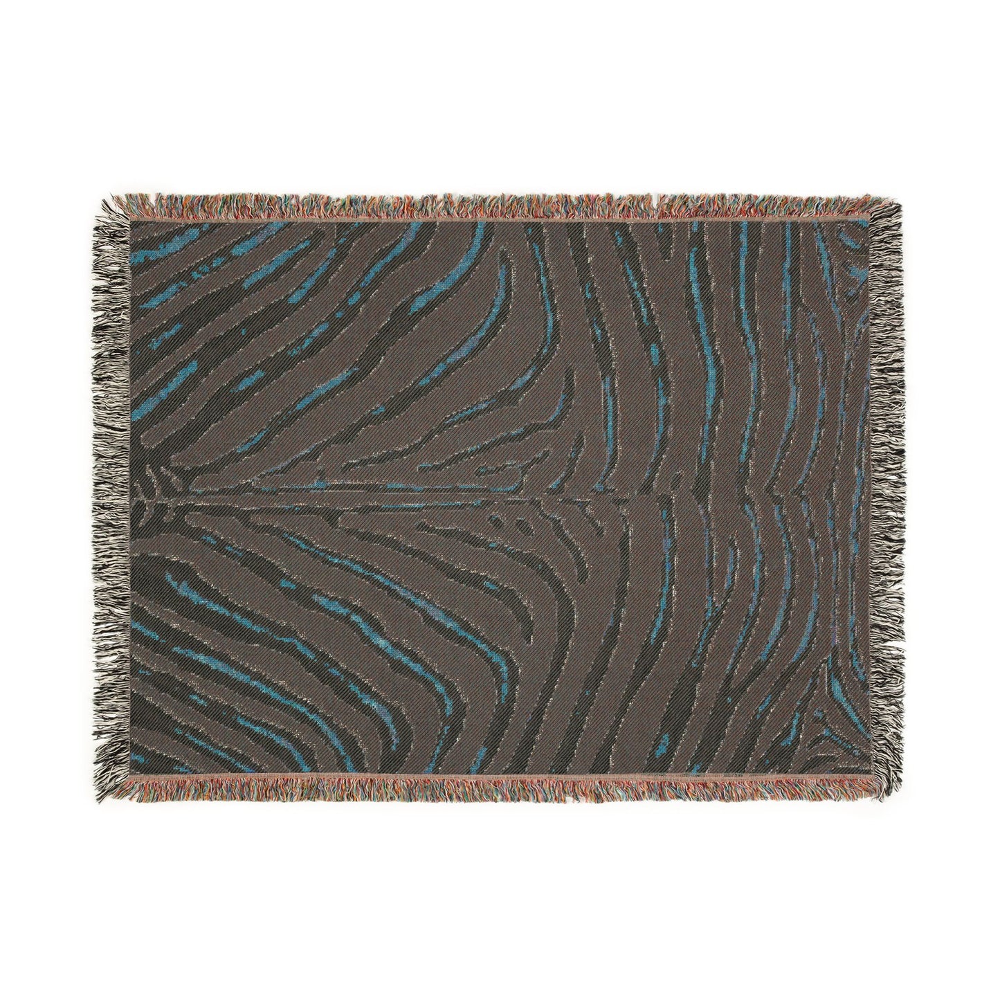 Zebra Print Woven Blanket | Black White Striped Throw