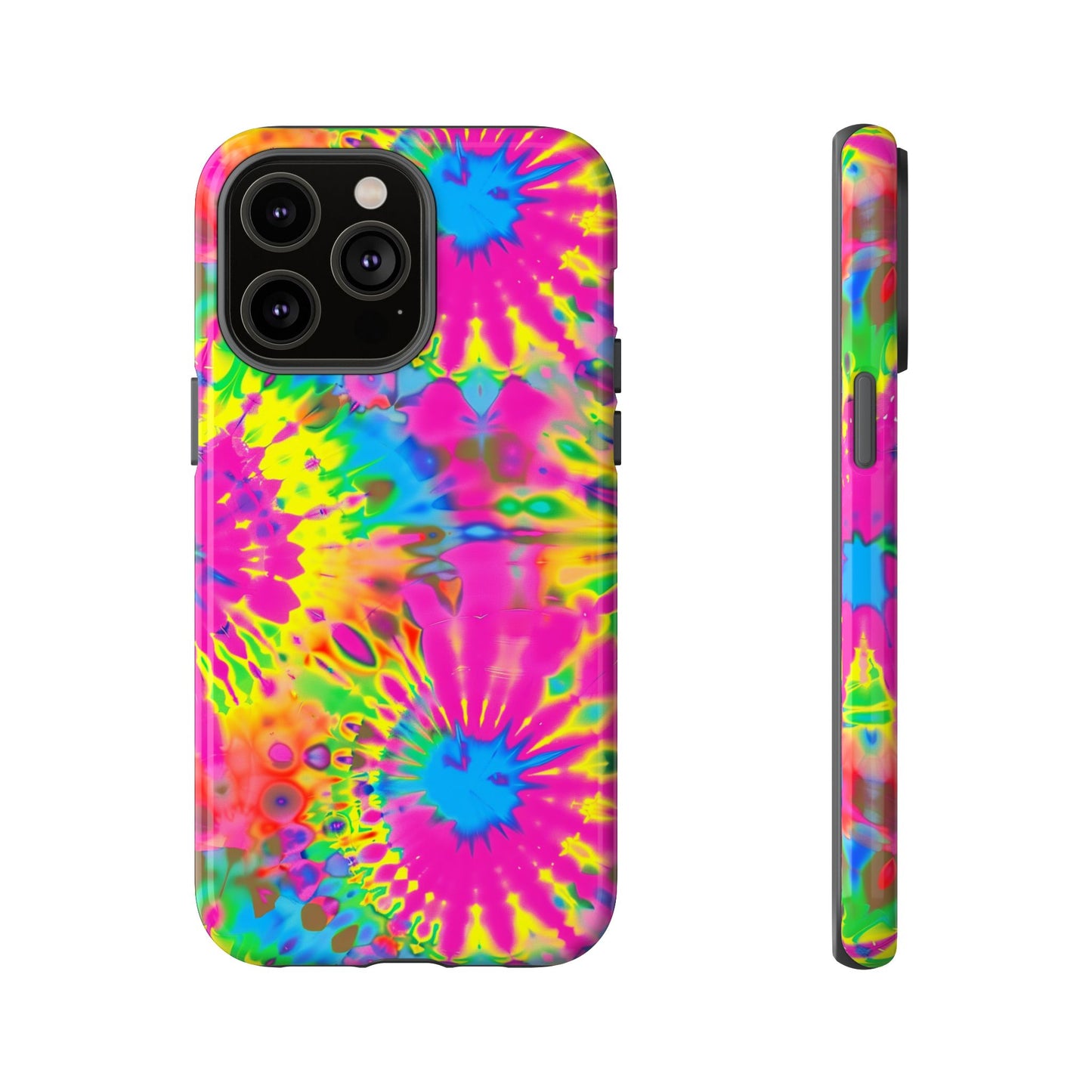 Neon Tie-Dye Burst Tough iPhone Case