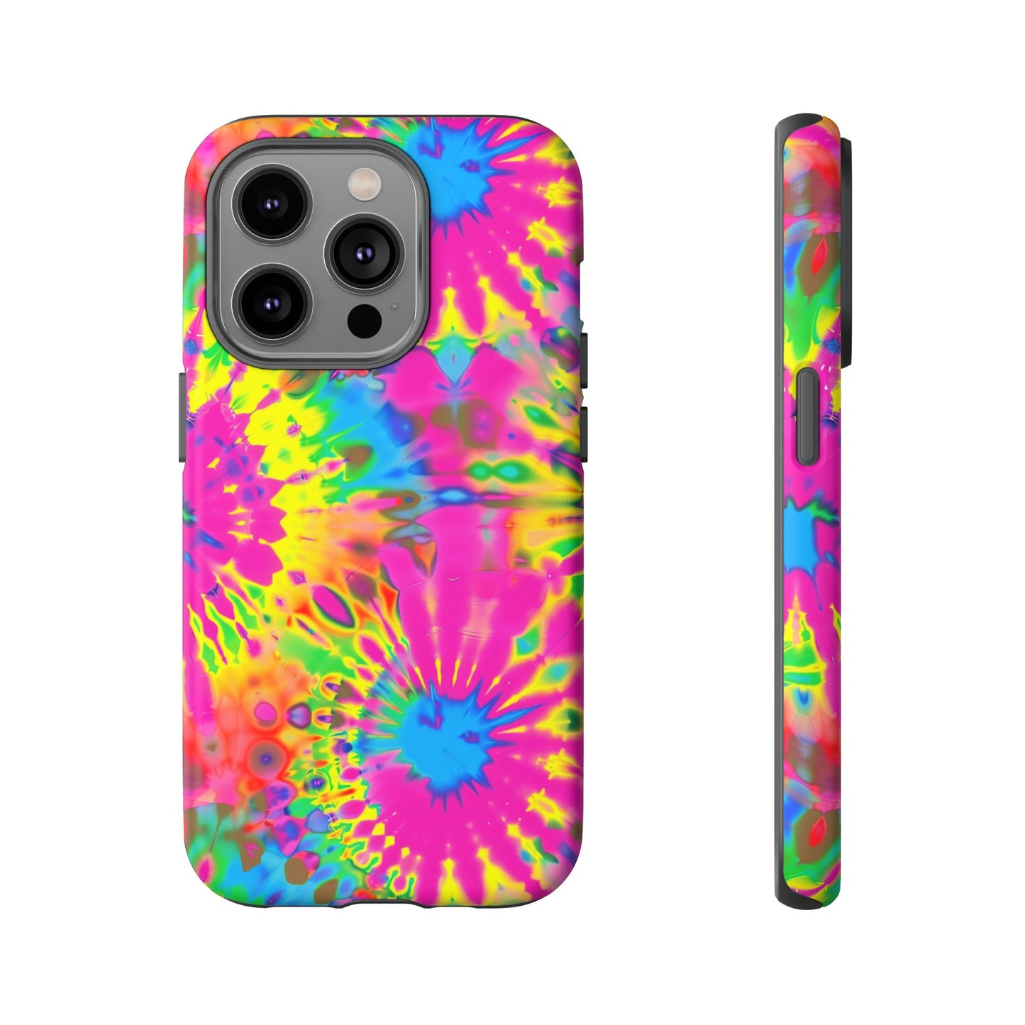 Neon Tie-Dye Burst Tough iPhone Case