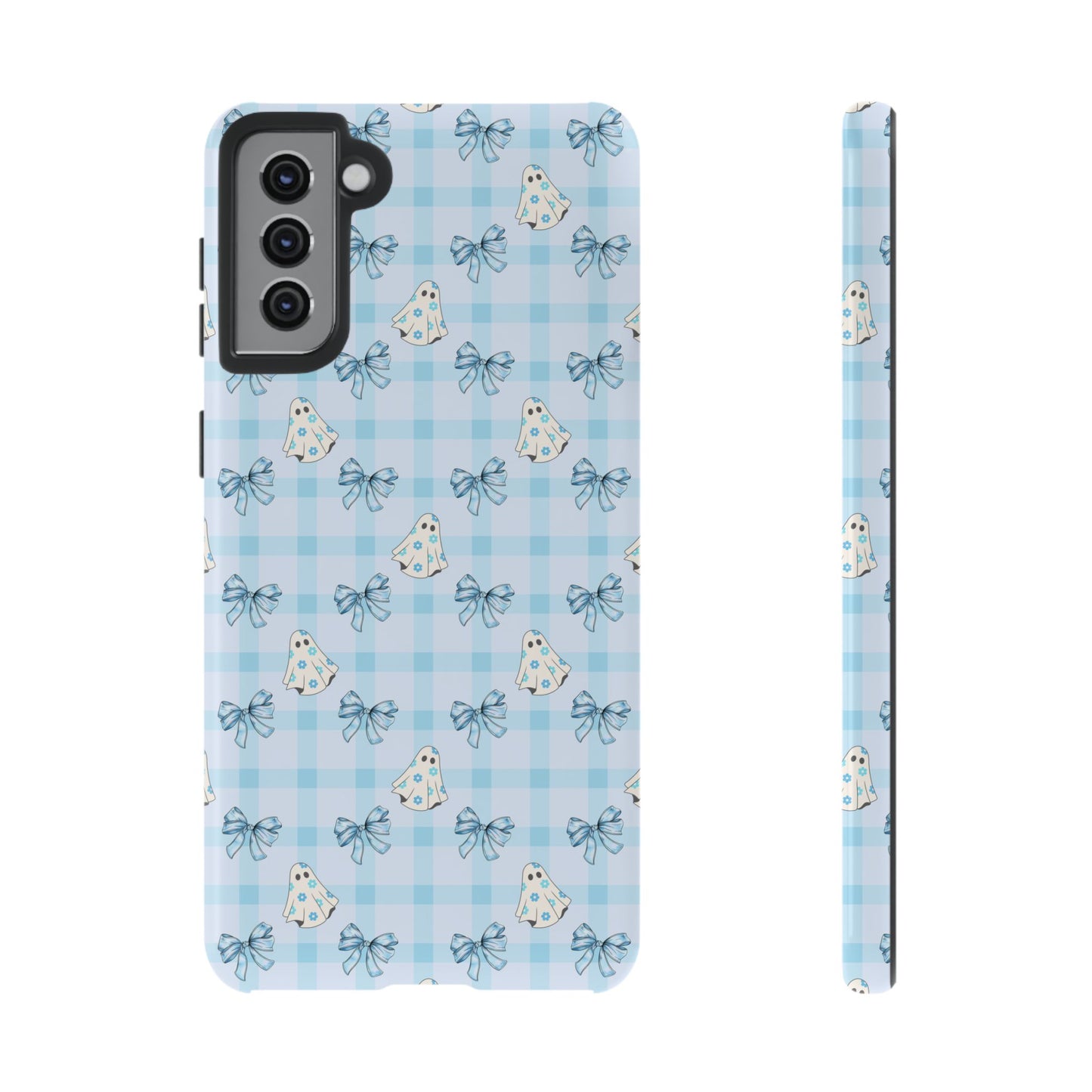 Blue Gingham Ghosts & Bows Samsung Galaxy Tough Case