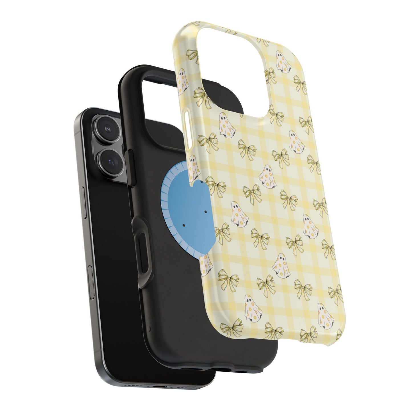 Yellow Gingham Ghosts & Bows MagSafe® iPhone Tough Case