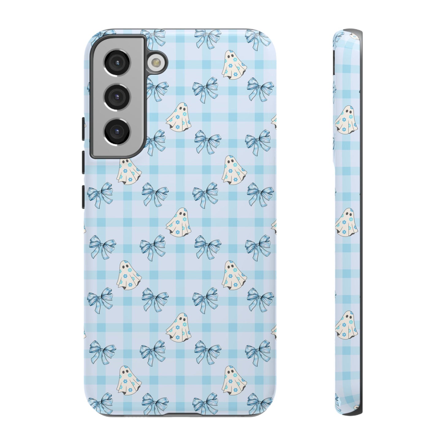 Blue Gingham Ghosts & Bows Samsung Galaxy Tough Case