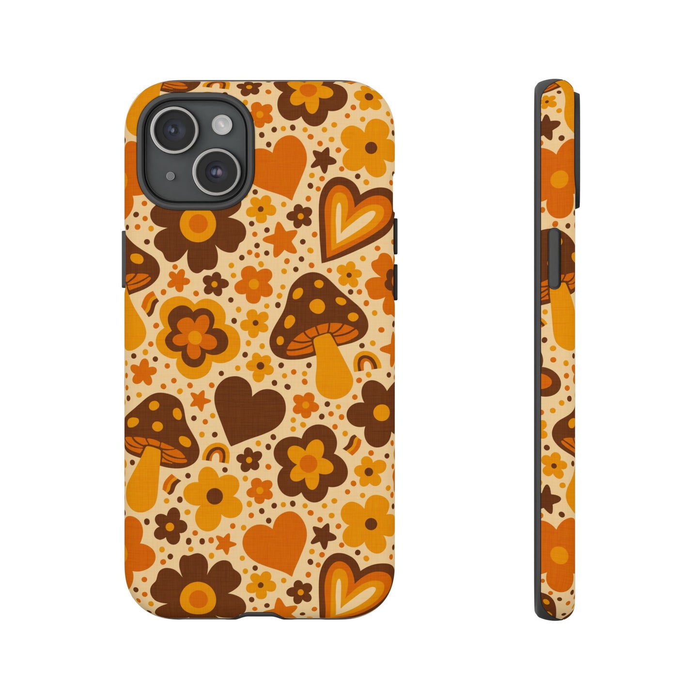 Groovy Harvest Mushrooms, Hearts and Flowers iPhone Tough Case