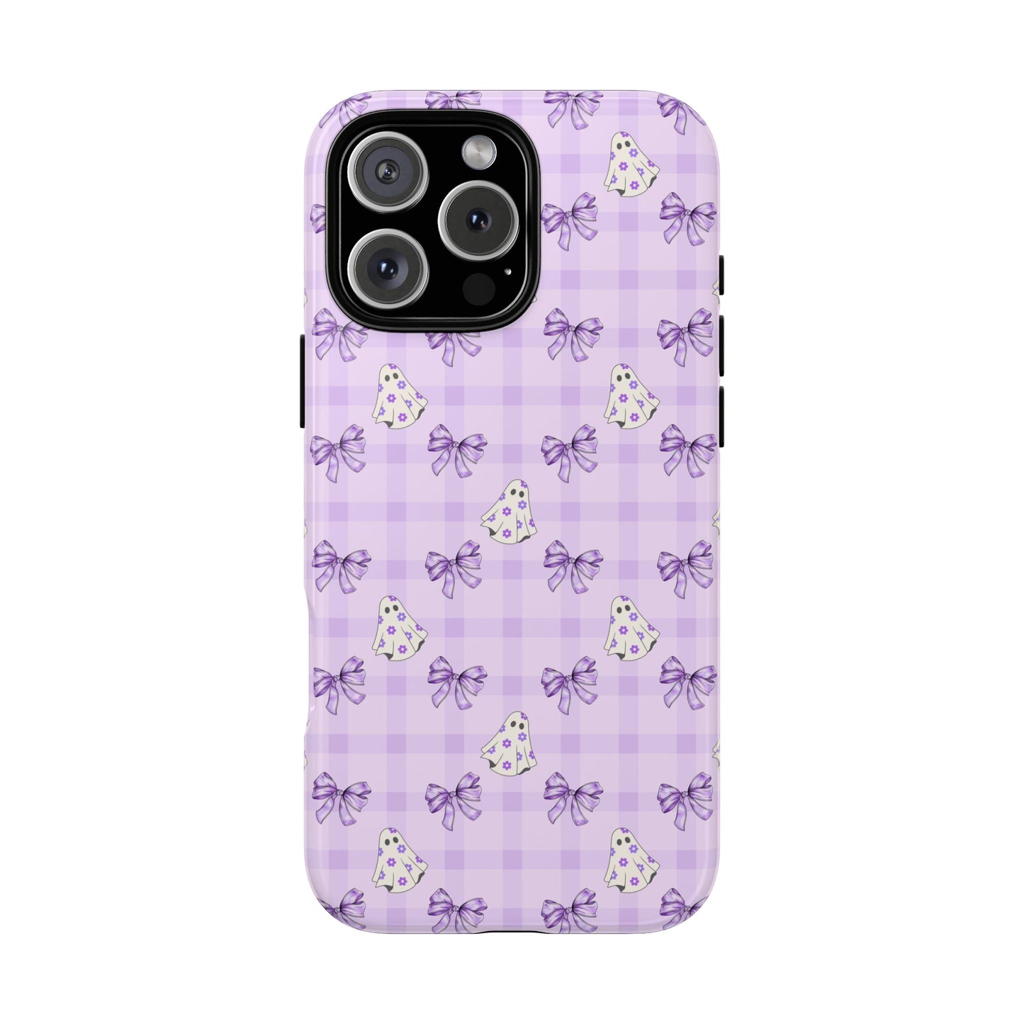 Purple Gingham Ghosts & Bows iPhone Tough Case