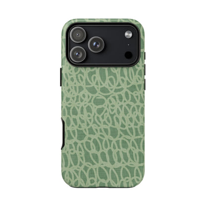Sage Green Scribble Loops iPhone Tough Case