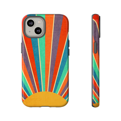 Retro Rainbow Sunburst Tough iPhone Case