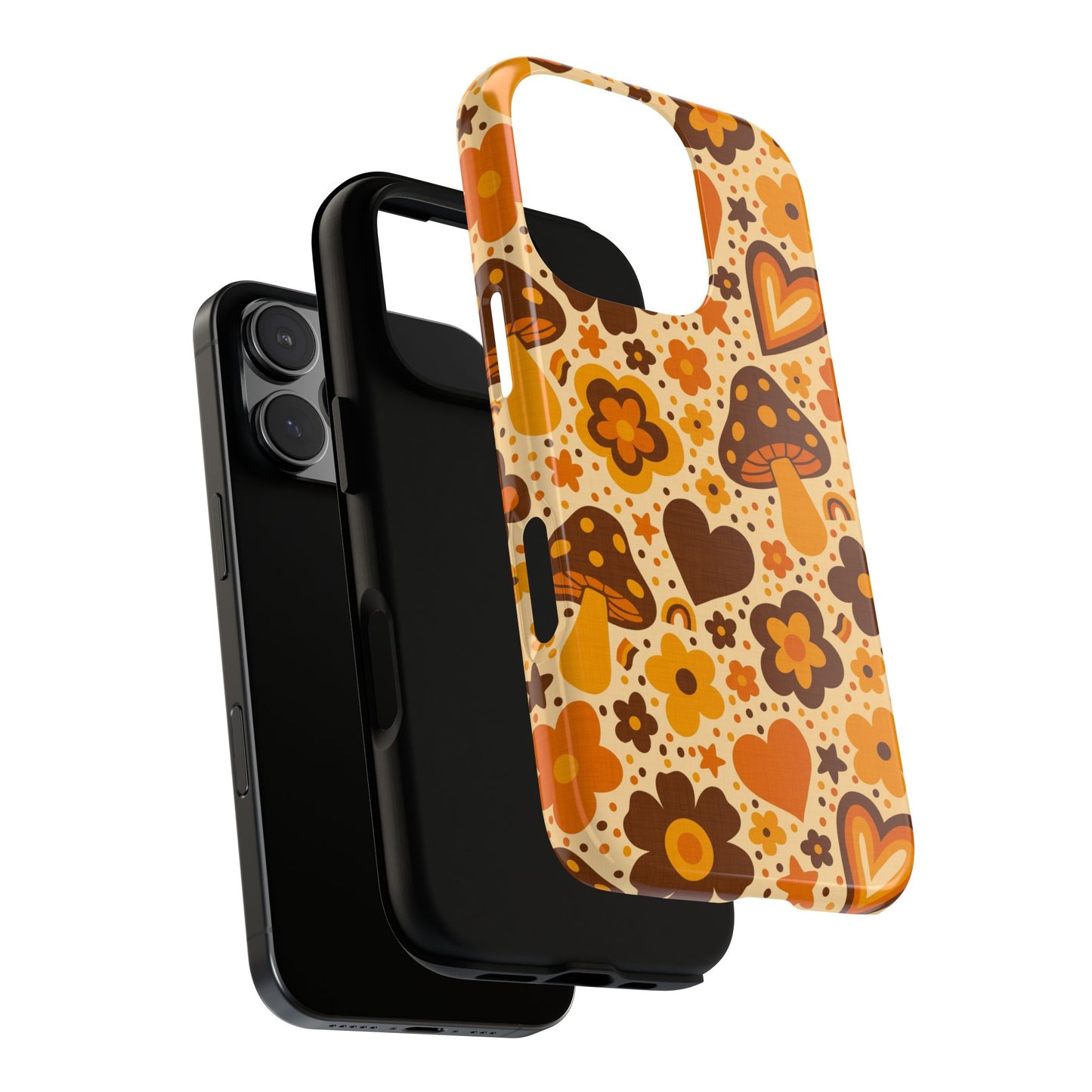 Groovy Harvest Mushrooms, Hearts and Flowers iPhone Tough Case
