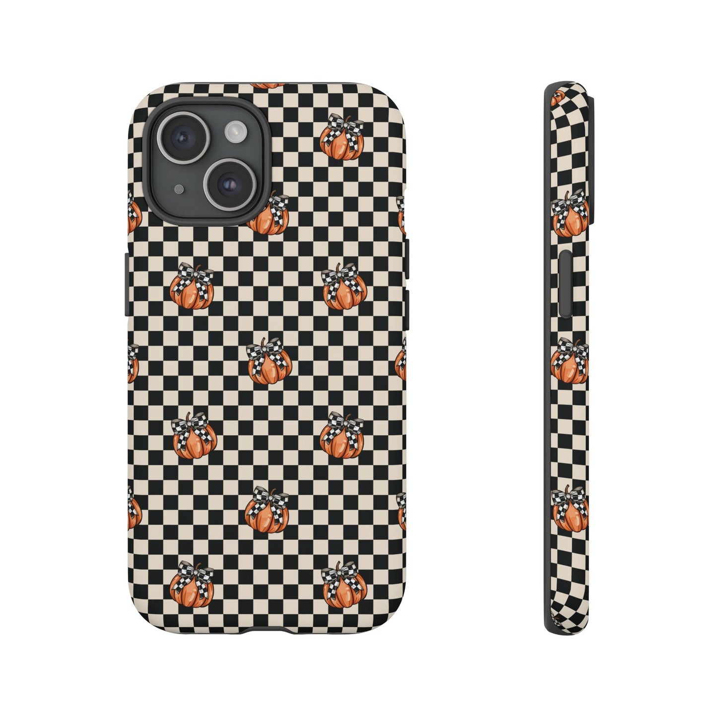 Checkered Cute Pumpkins & Bows iPhone Tough Case