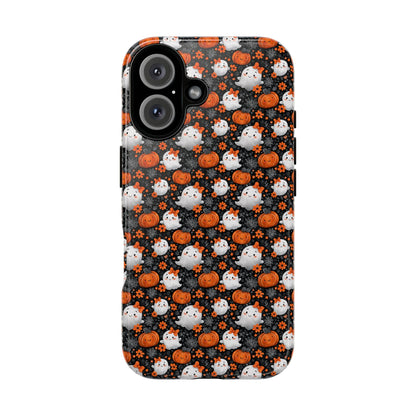 Cute Kawaii Lady Ghosts & Pumpkins iPhone Tough Case