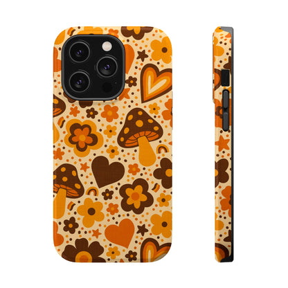 Groovy Harvest Mushrooms, Hearts and Flowers MagSafe® iPhone Tough Case