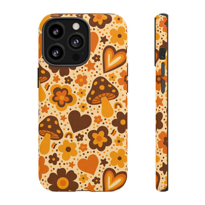 Groovy Harvest Mushrooms, Hearts and Flowers iPhone Tough Case