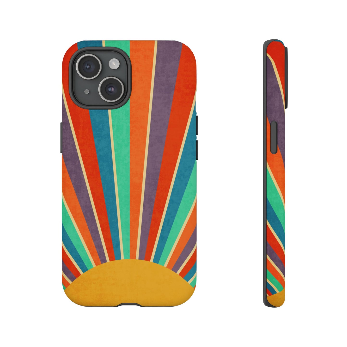 Retro Rainbow Sunburst Tough iPhone Case