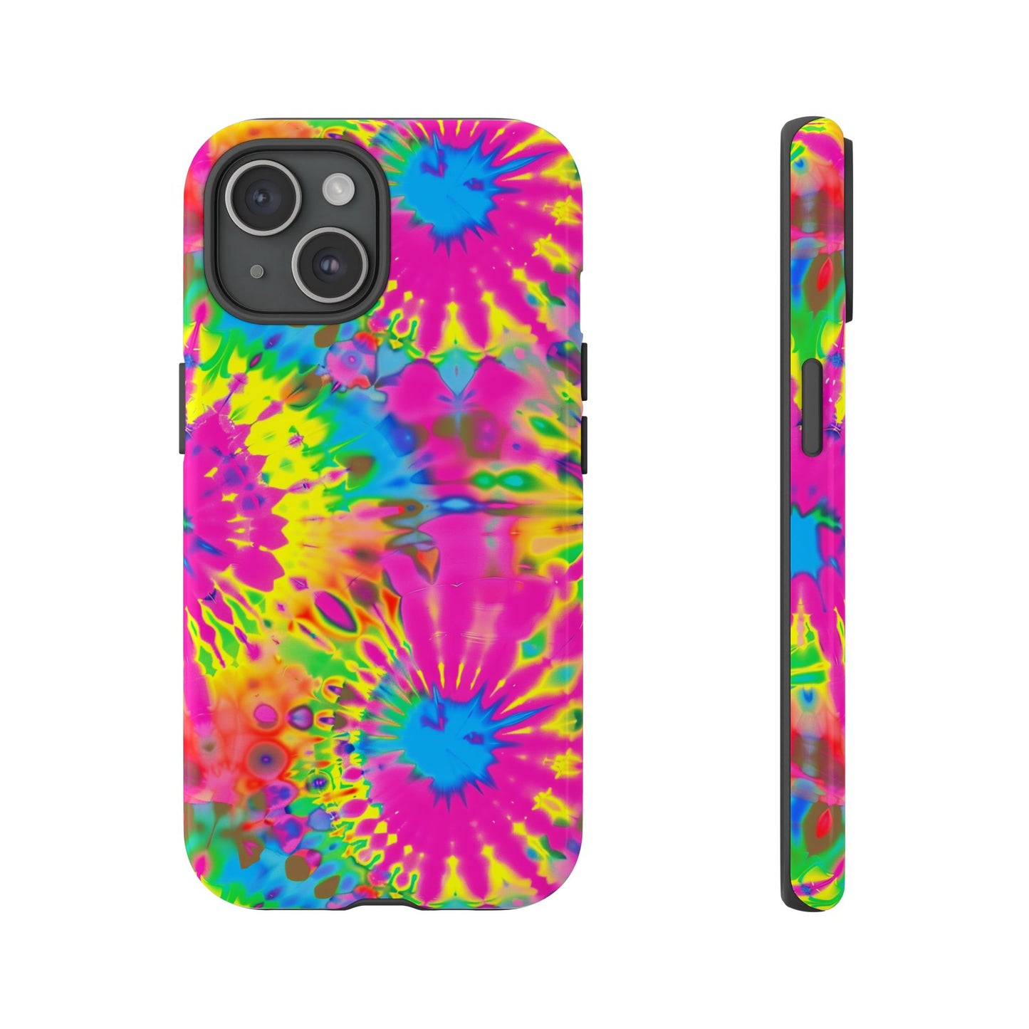 Neon Tie-Dye Burst Tough iPhone Case