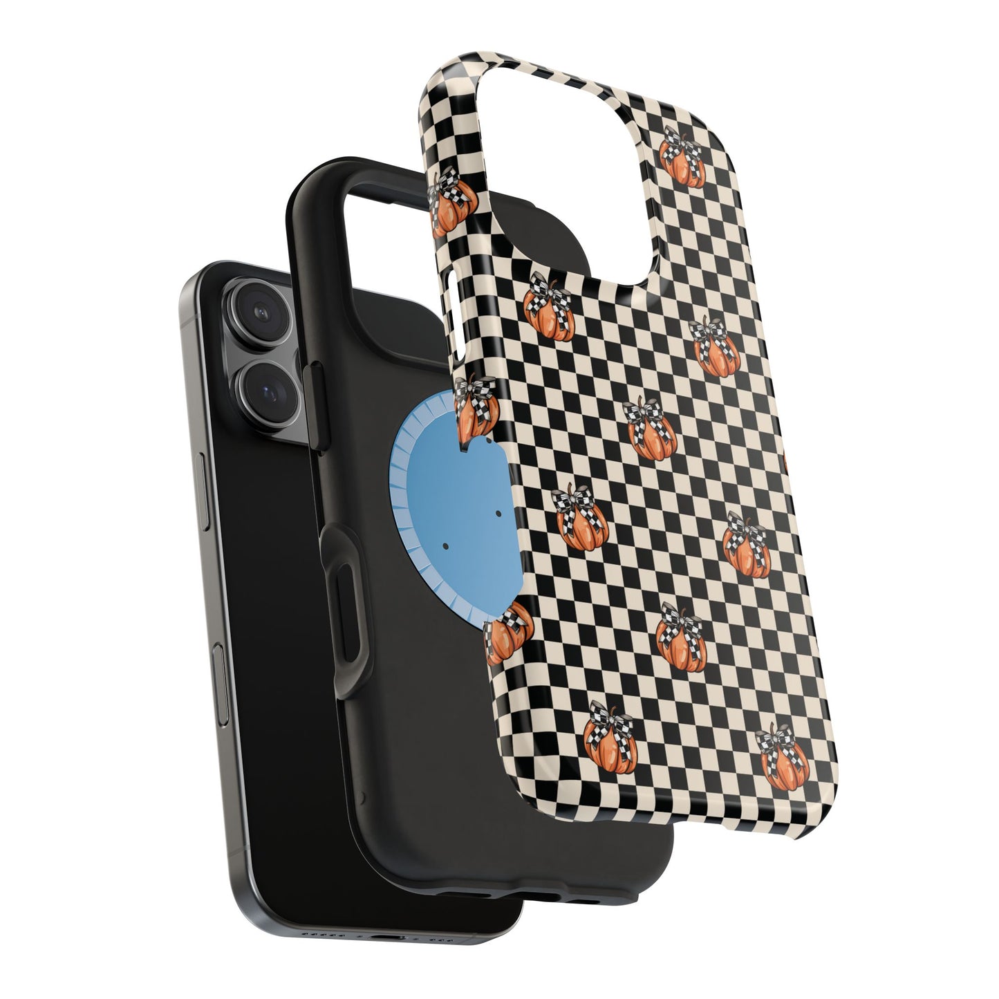 Checkered Cute Pumpkins & Bows MagSafe® iPhone Tough Case