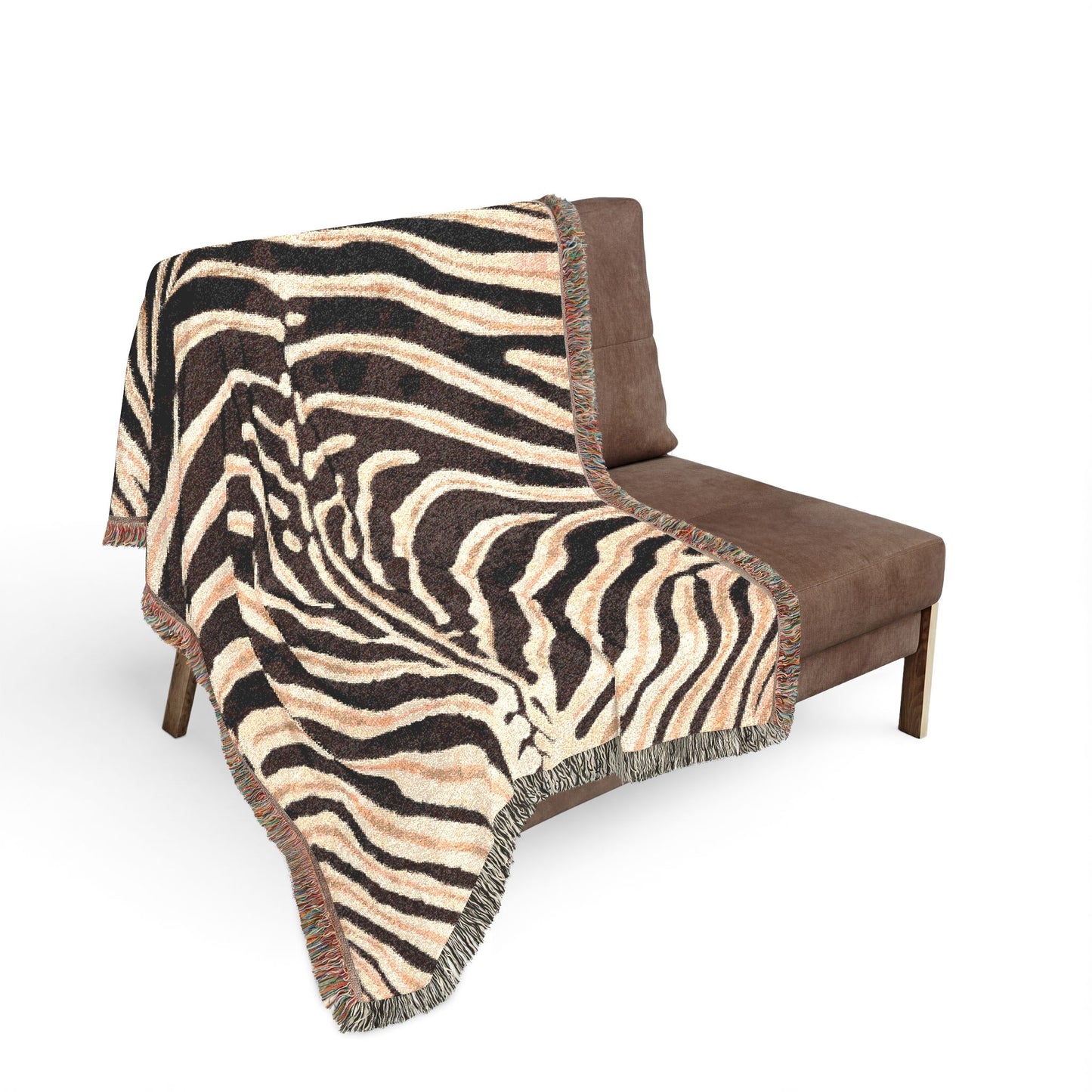 Zebra Print Woven Blanket | Black White Striped Throw