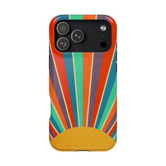Retro Rainbow Sunburst MagSafe® Tough iPhone Case