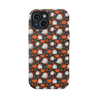 Cute Kawaii Lady Ghosts & Pumpkins MagSafe® iPhone Tough Case