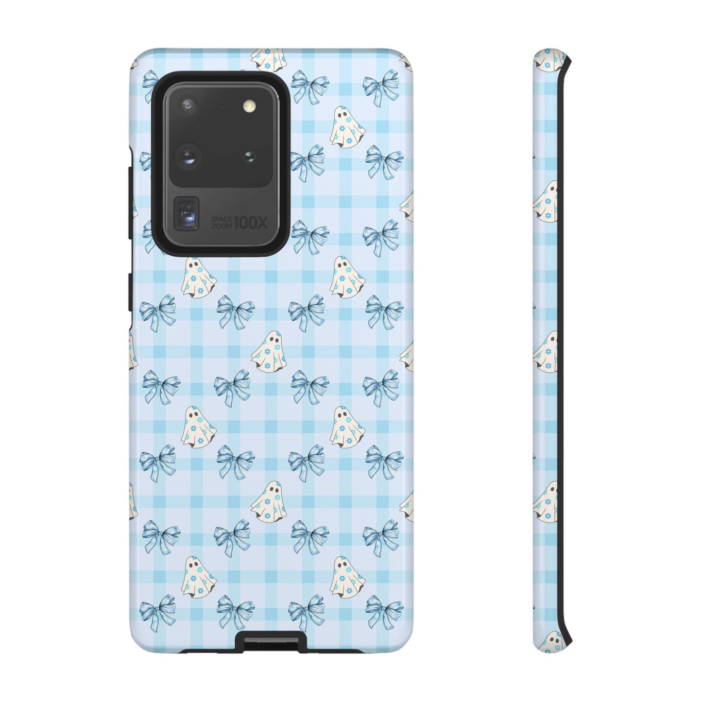 Blue Gingham Ghosts & Bows Samsung Galaxy Tough Case