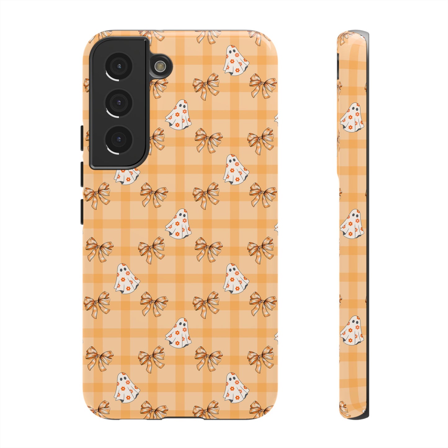 Orange Gingham Ghosts & Bows Samsung Galaxy Tough Case