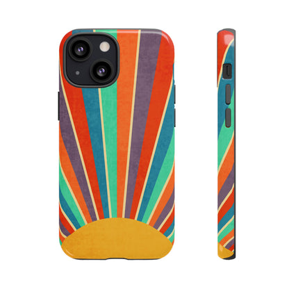 Retro Rainbow Sunburst Tough iPhone Case