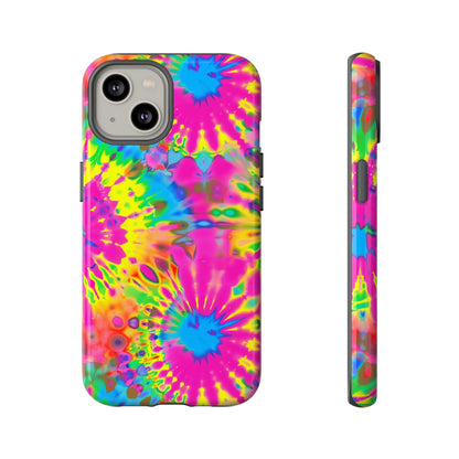Neon Tie-Dye Burst Tough iPhone Case