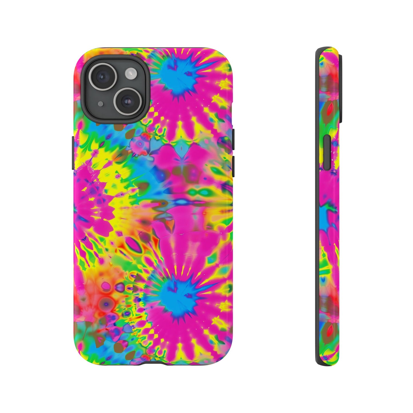 Neon Tie-Dye Burst Tough iPhone Case
