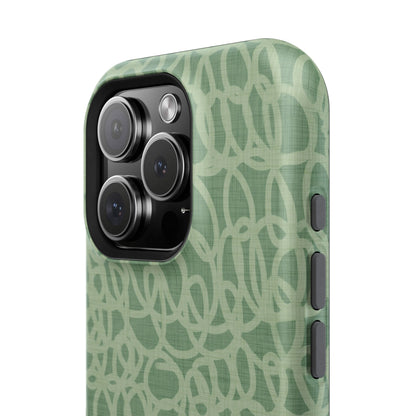 Sage Green Scribble Loops MagSafe® iPhone Tough Case