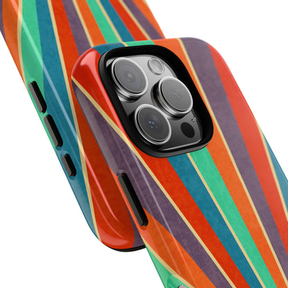 Retro Rainbow Sunburst Tough iPhone Case