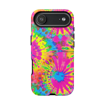 Neon Tie-Dye Burst Tough iPhone Case