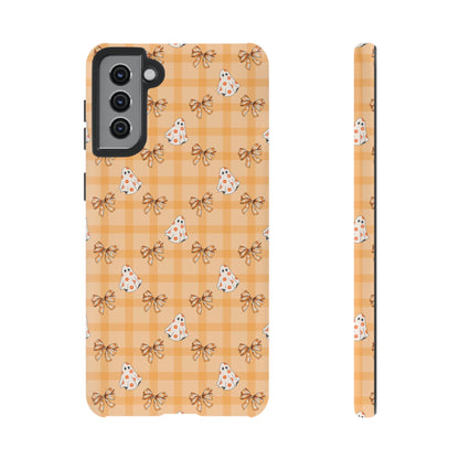 Orange Gingham Ghosts & Bows Samsung Galaxy Tough Case