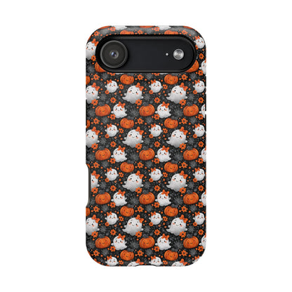 Cute Kawaii Lady Ghosts & Pumpkins MagSafe® iPhone Tough Case