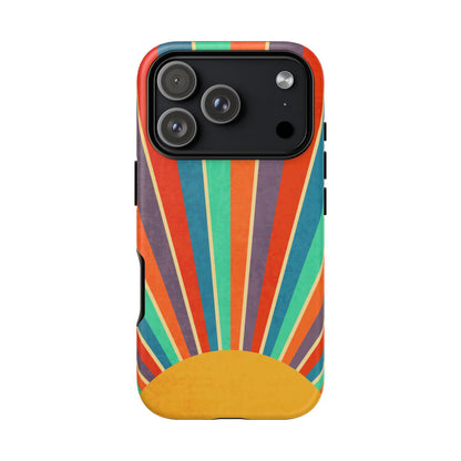 Retro Rainbow Sunburst Tough iPhone Case