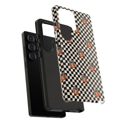 Checkered Cute Pumpkins & Bows Samsung Galaxy Tough Case