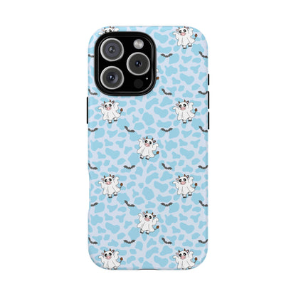 Pastel Blue Moo Ghosts & Bats iPhone Tough Case
