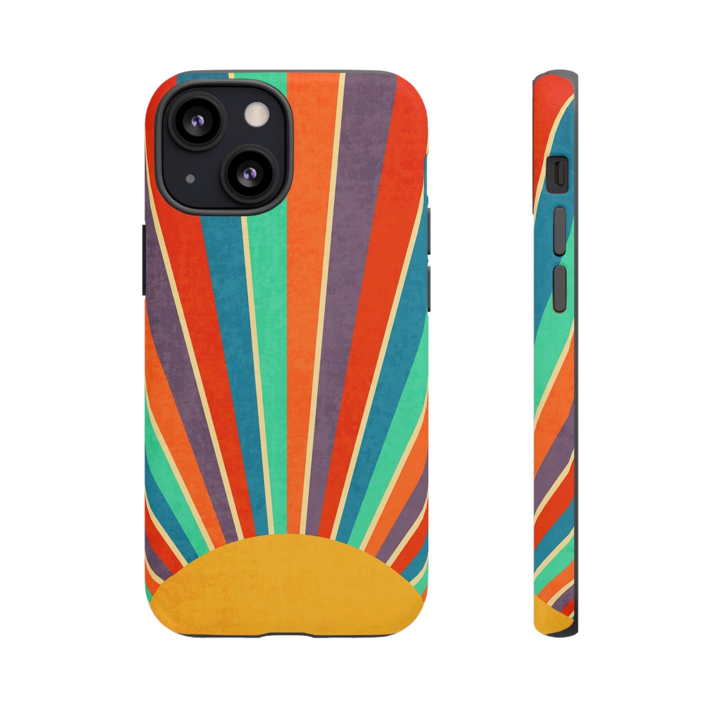 Retro Rainbow Sunburst Tough iPhone Case